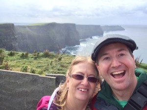 My mom and I at the Cliffs of Moher - spectacular weather and majestic scenery.