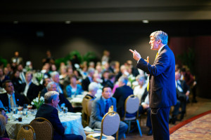 Stephen Moore addresses JMI's Annual Dinner in April. 