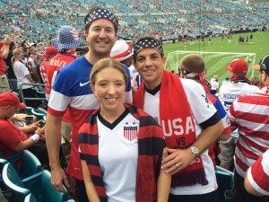 One of the most patriotic moments of my life: with over 65,000 USA soccer fans in Jacksonville - including tow of the biggest: Adam and Nikki.