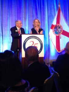 JMI founder Dr. Stanley Marshall with Rebecca Dunn, one of the longest board members and supporters of JMI, at JMI's 25th Anniversary Dinner in 2013.
